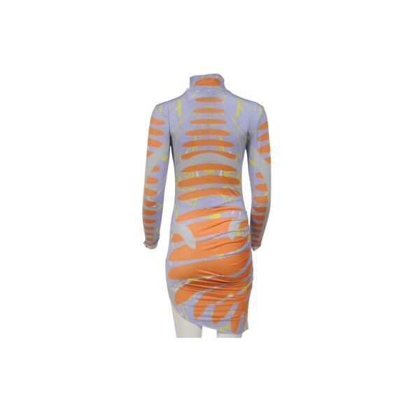 Maisie Wilen Womens Orbit City Dress Medium Purple Wifi Orange Asymmetric - Picture 4 of 14